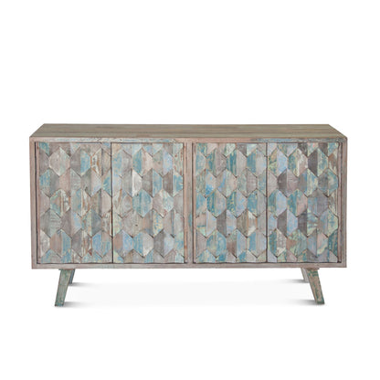 61" Vintage Teal Reclaimed Wood Sideboard