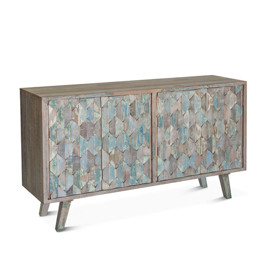 61" Vintage Teal Reclaimed Wood Sideboard