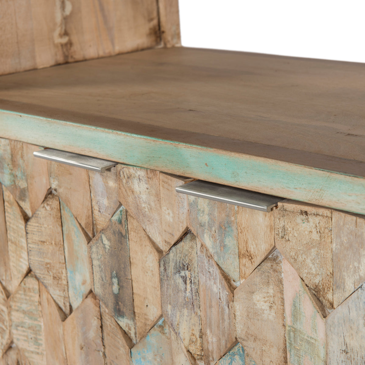 31" Vintage Teal Reclaimed Wood Bookshelf