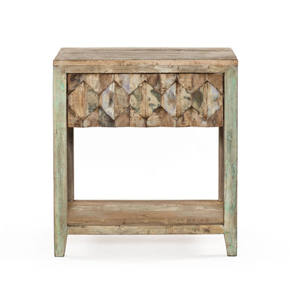 24" Vintage Teal Reclaimed Wood Nightstand