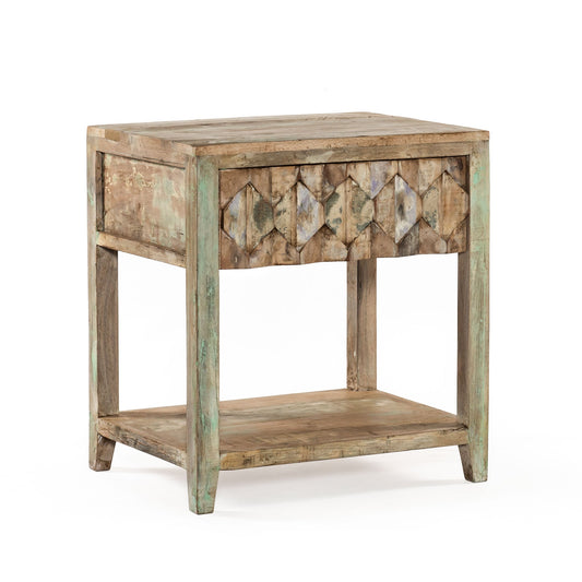 24" Vintage Teal Reclaimed Wood Nightstand