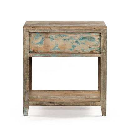 24" Vintage Teal Reclaimed Wood Nightstand