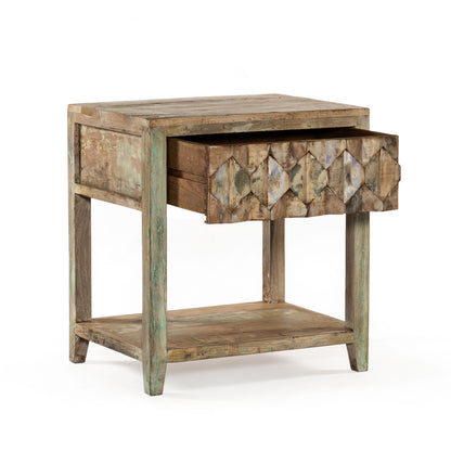 24" Vintage Teal Reclaimed Wood Nightstand