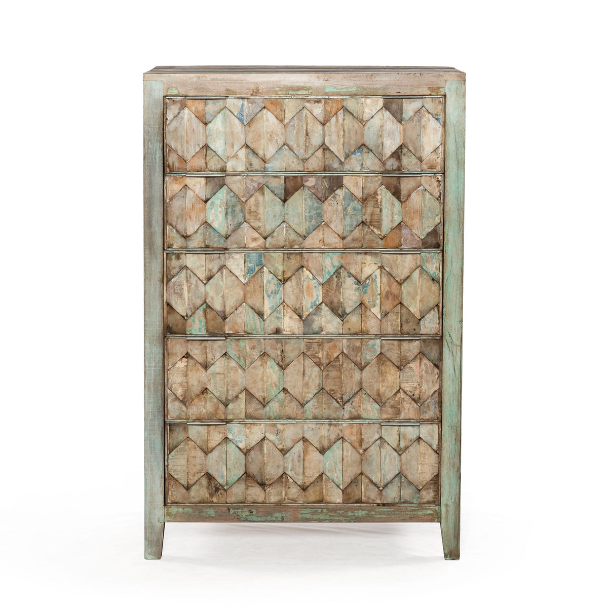 32" Vintage Teal Reclaimed Wood Chest