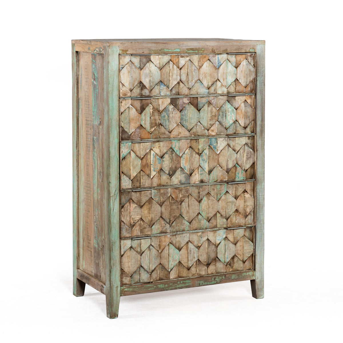32" Vintage Teal Reclaimed Wood Chest
