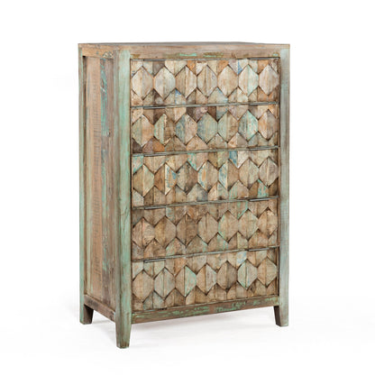 32" Vintage Teal Reclaimed Wood Chest