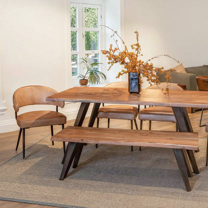 68" Smoked Acacia Wood Dining Table