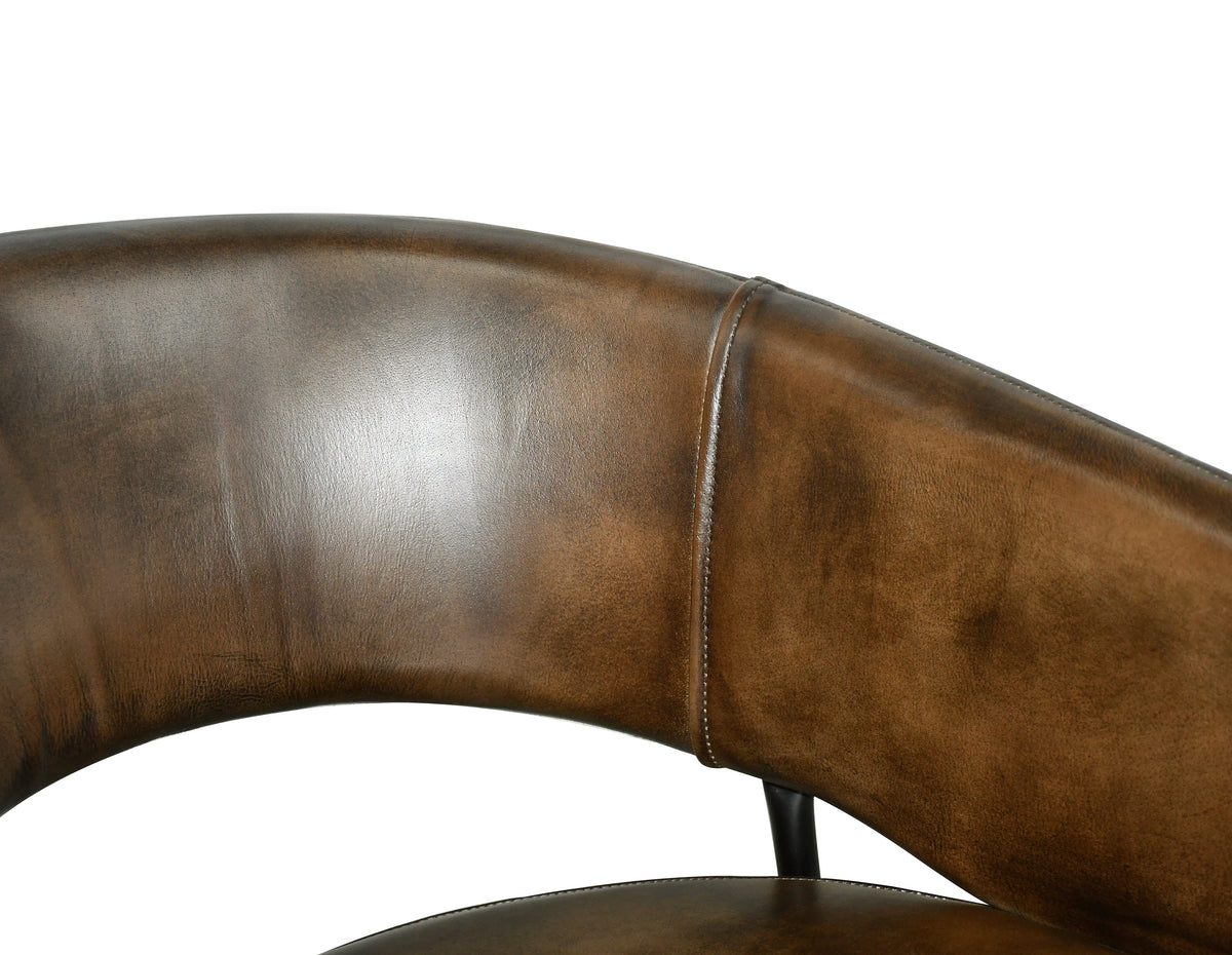 24" Antique Whiskey Leather Dining Chair