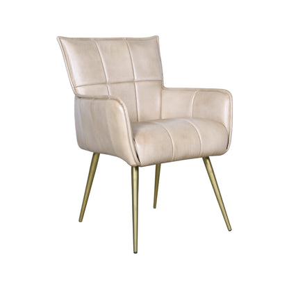 23" Antique Ivory Leather Armchair