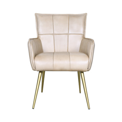23" Antique Ivory Leather Armchair