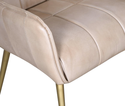 23" Antique Ivory Leather Armchair