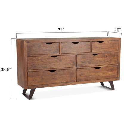 71" Walnut Wood Dresser