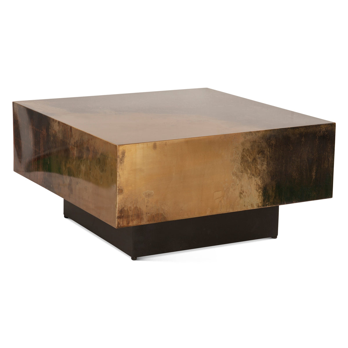 35" Oxidized Copper Metal Coffee Table