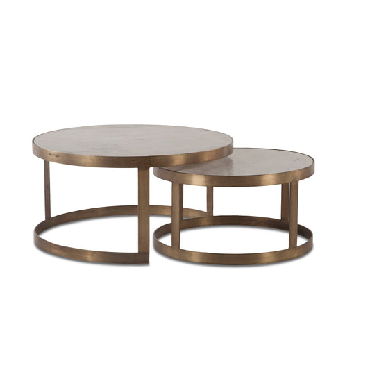36" White Marble Coffee Table