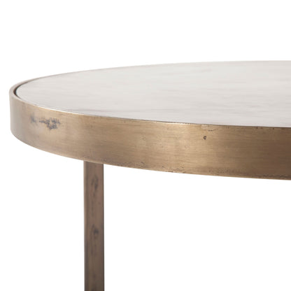36" White Marble Coffee Table