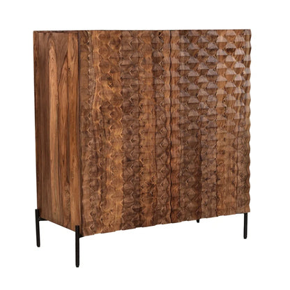 39" Carved Brownstone Bar Cabinet