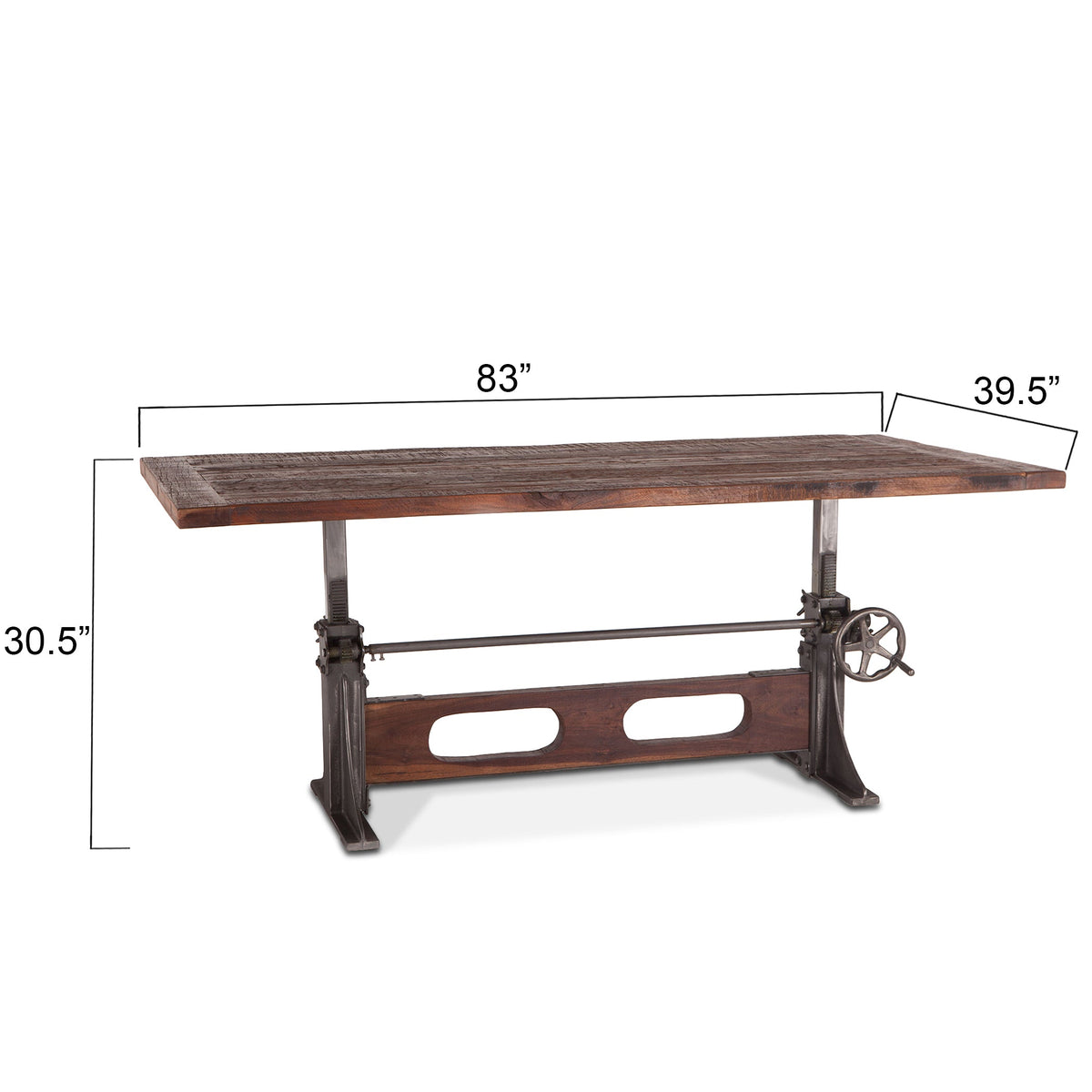 83" Reclaimed Teak Adjustable Dining Table