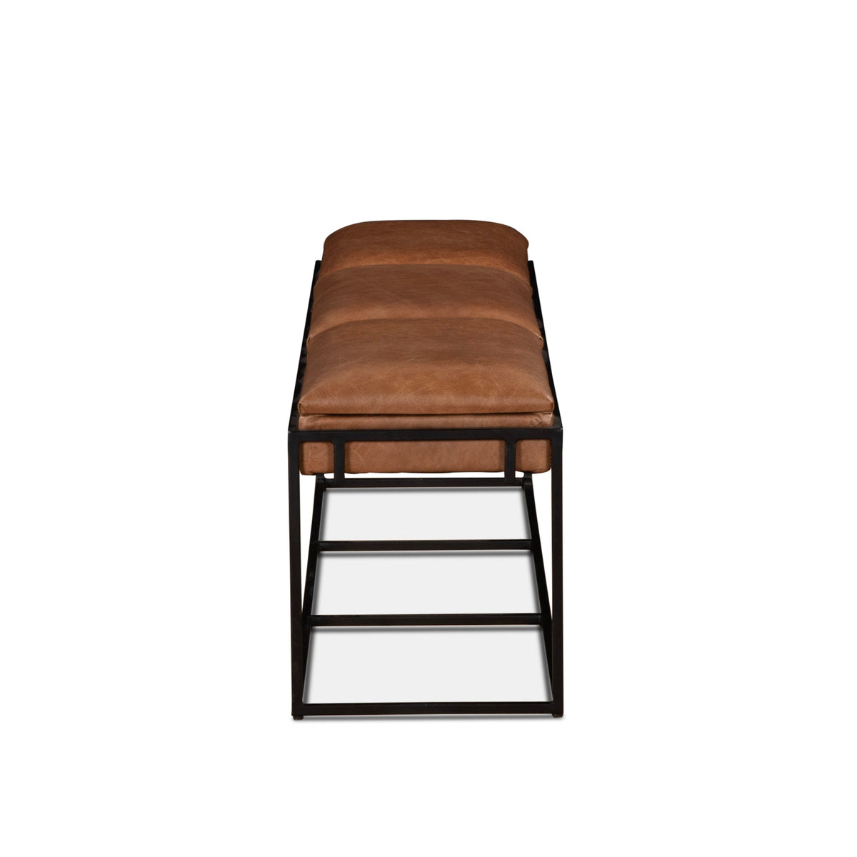 62" Cognac Leather Bench