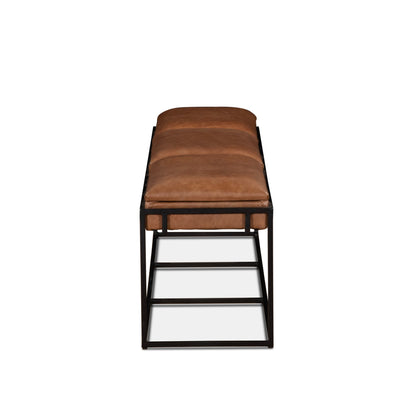62" Cognac Leather Bench
