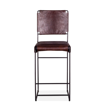 17" Chocolate Leather Counter Chair