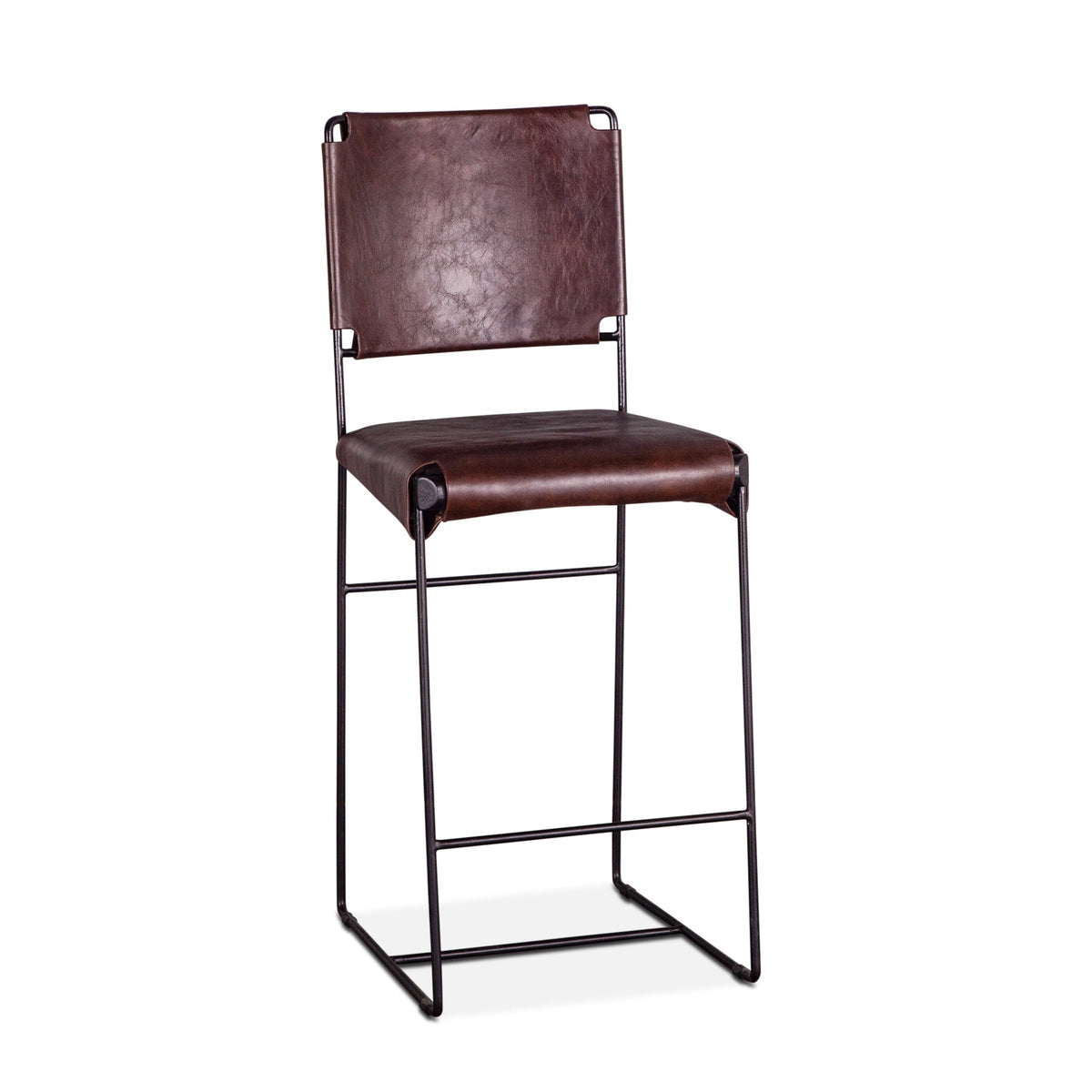 17" Chocolate Leather Counter Chair