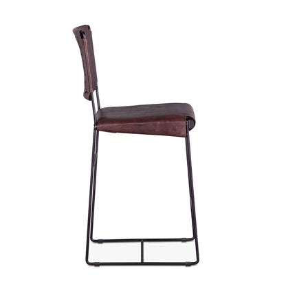 17" Chocolate Leather Counter Chair