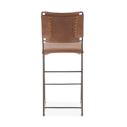 18" Brown Buffalo Leather Counter Chair