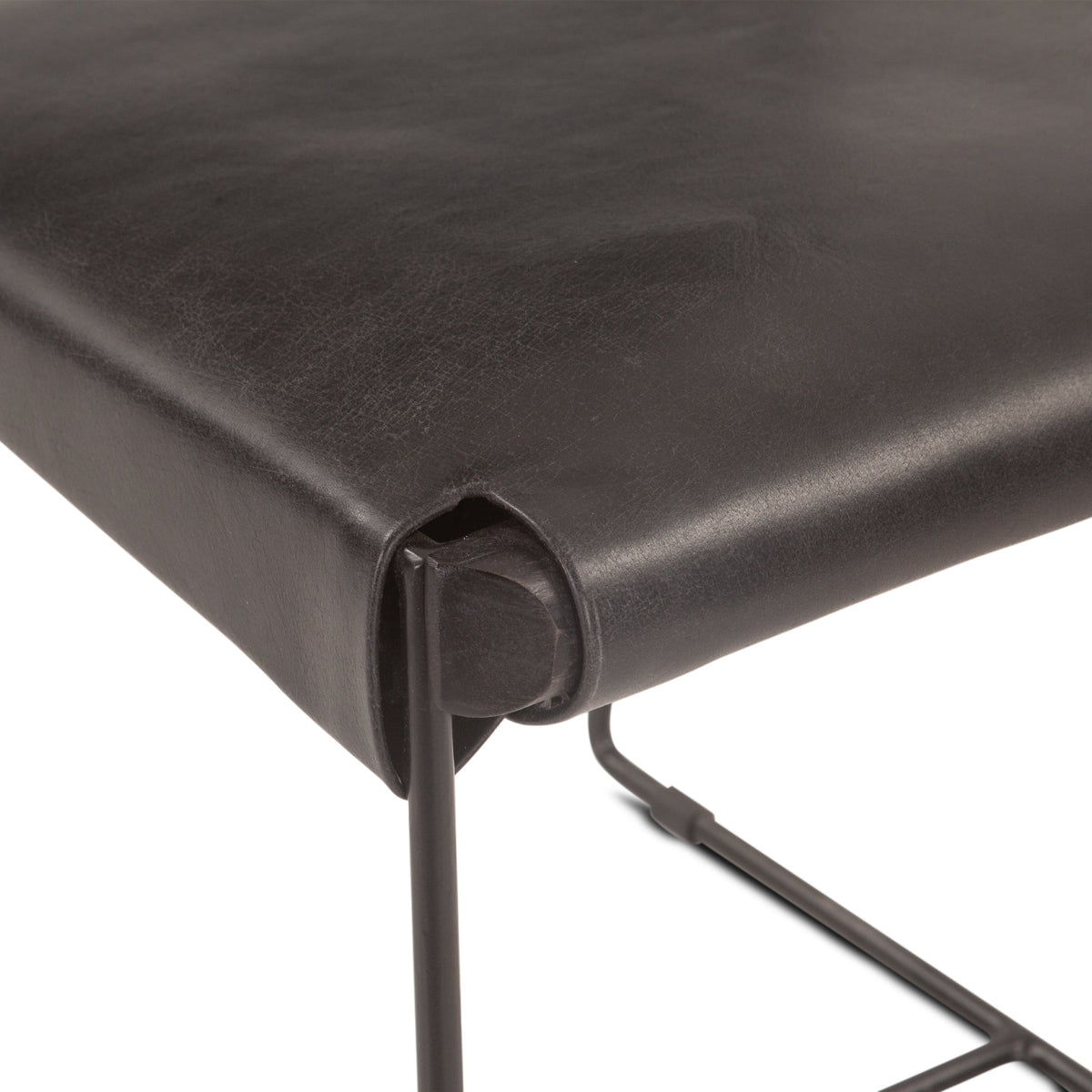 18" Black Buffalo Leather Dining Chair