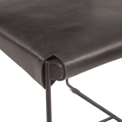 18" Black Buffalo Leather Dining Chair