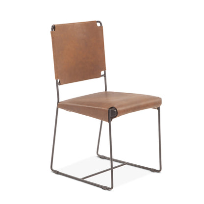 18" Brown Buffalo Leather Dining Chair