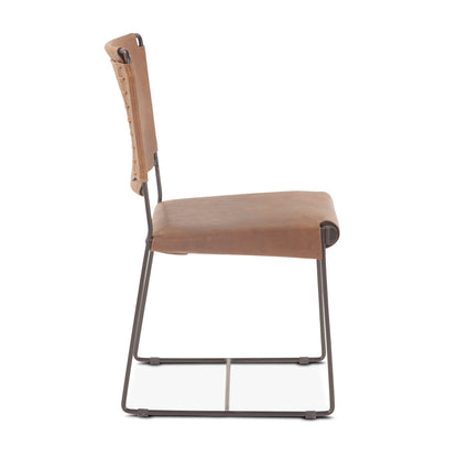 18" Brown Buffalo Leather Dining Chair