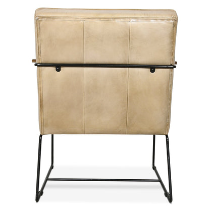 26" Antique Ivory Leather Accent Chair