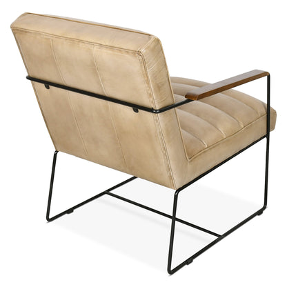 26" Antique Ivory Leather Accent Chair