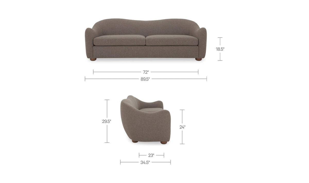 89.8" Brown Upholstered Sofa