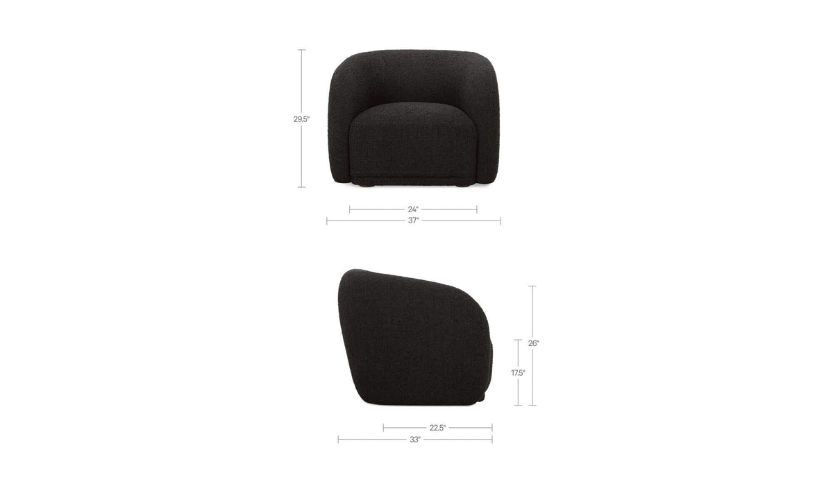 37" Black Boucle Accent Chair