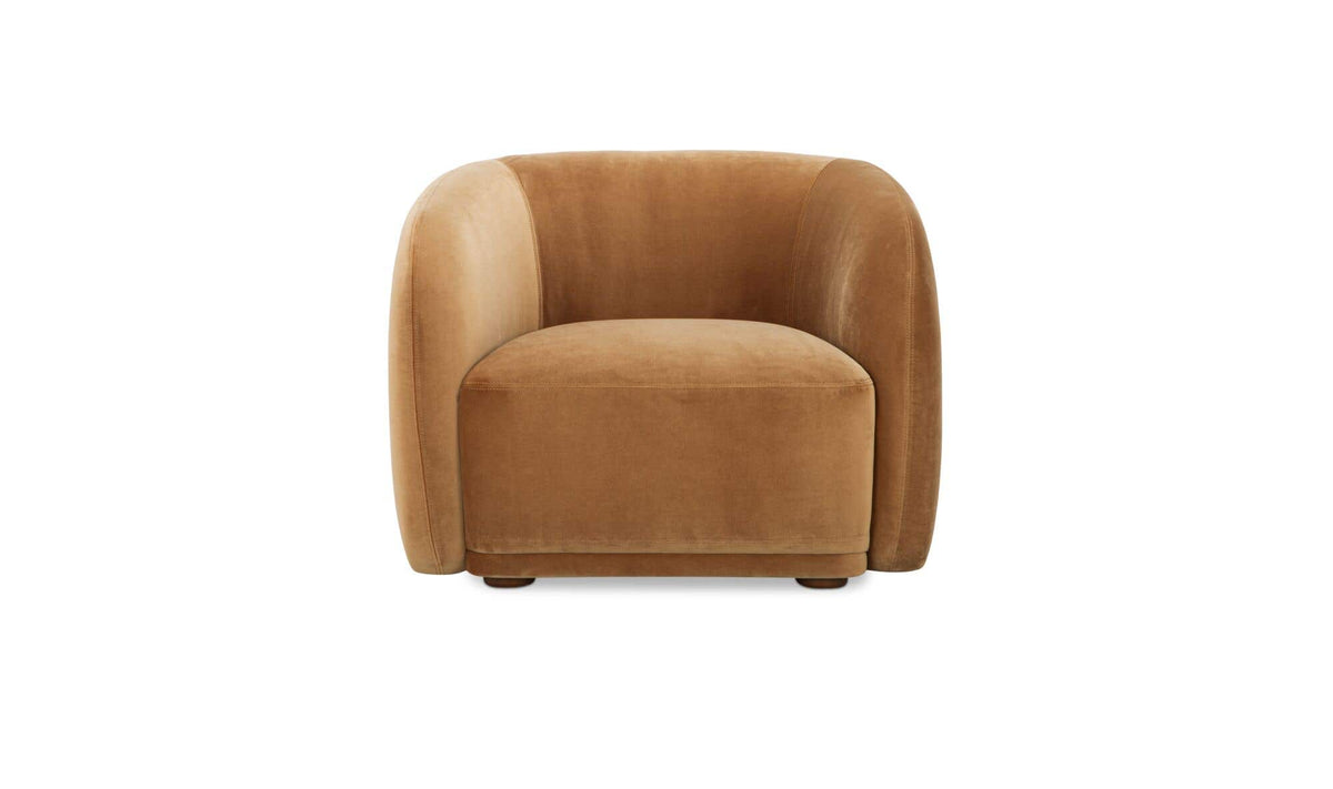 37" Tan Faux Mohair Upholstered Accent Chair