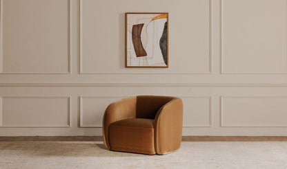 37" Tan Faux Mohair Upholstered Accent Chair