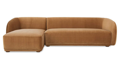 113.75" Tan Faux Mohair Upholstered Left Facing Sectional