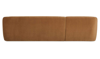113.75" Tan Faux Mohair Upholstered Left Facing Sectional