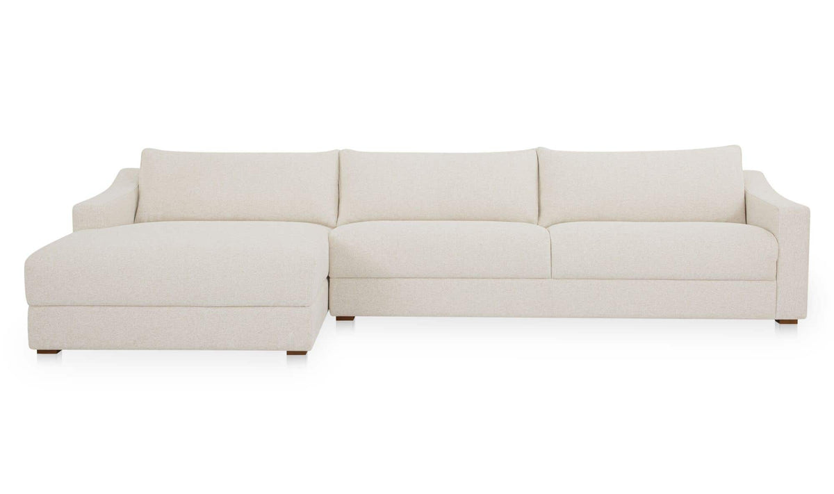 130.5" Flecked Oat Upholstered Left Facing Sectional
