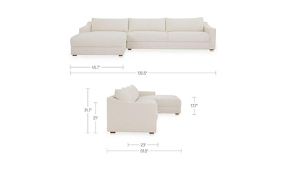 130.5" Flecked Oat Upholstered Left Facing Sectional