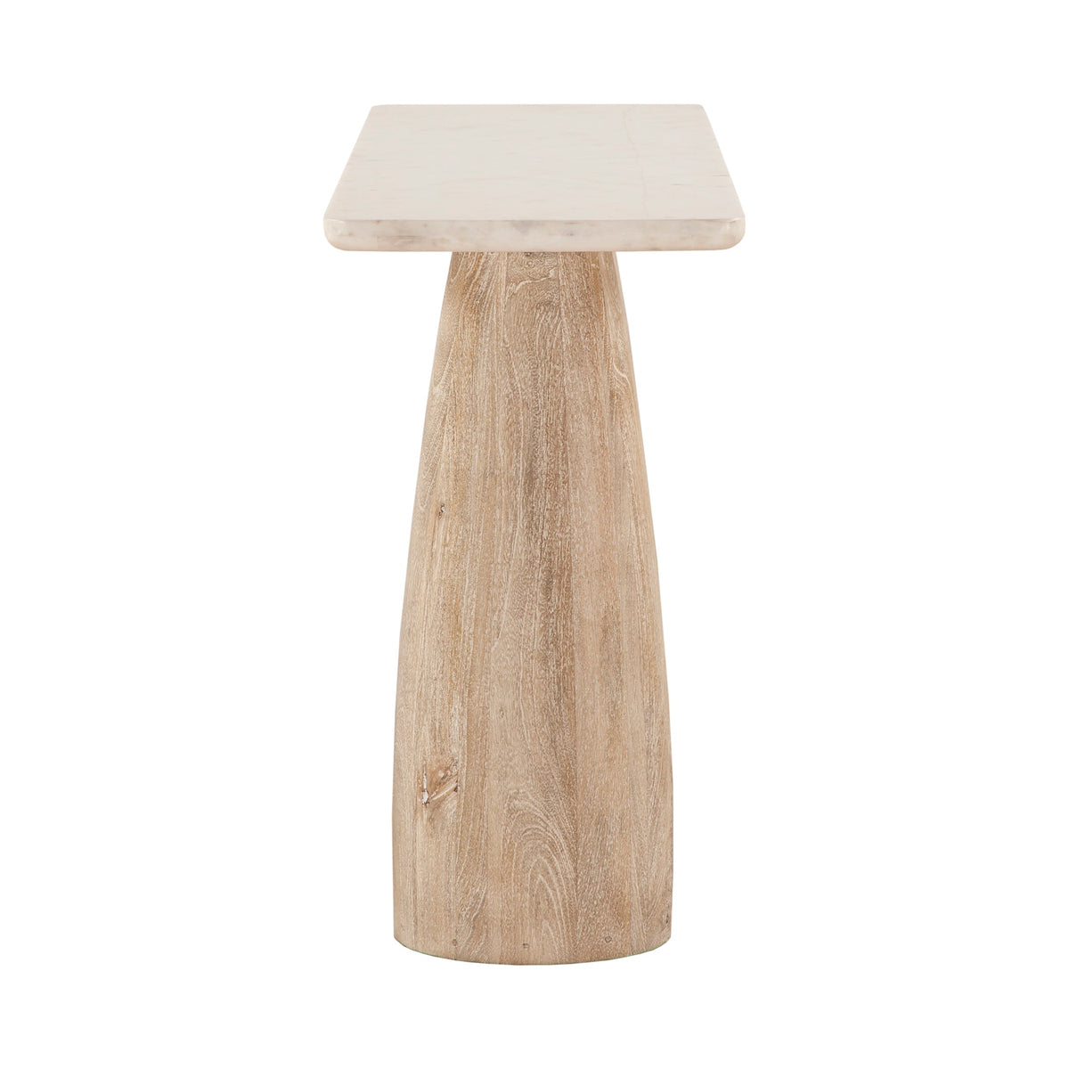 60" White Marble and Whitewash Mango Wood Console Table
