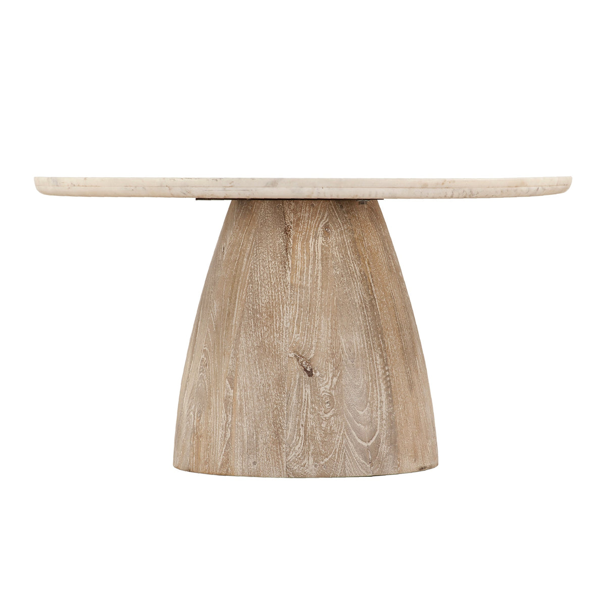 36" White Marble and Whitewash Mango Coffee Table