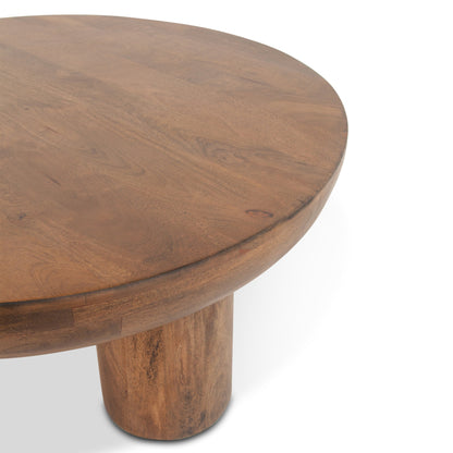 39" Acorn Brown Solid Wood Round Coffee Table