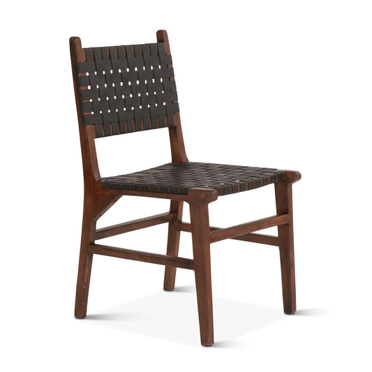 18" Black Leather Dining Chair