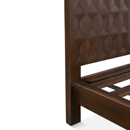 67" Royal Brown Carved Wood Queen Size Bed