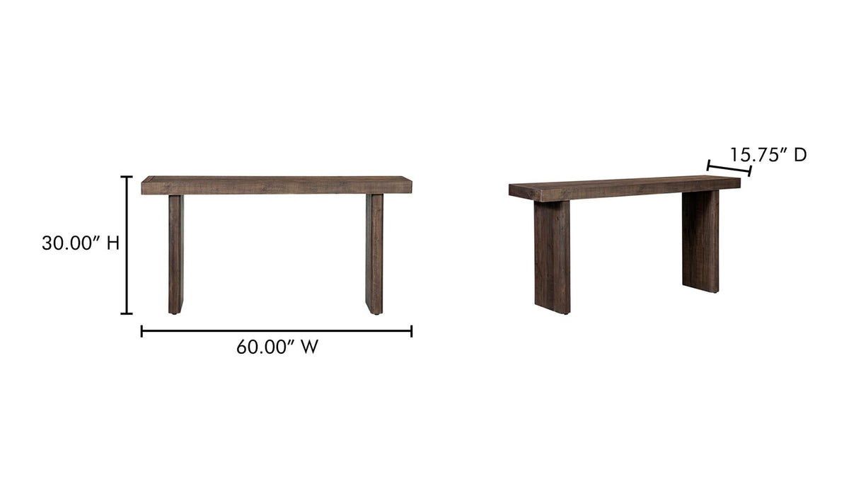 60" Aged Brown Console Table