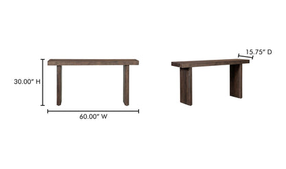 60" Aged Brown Console Table