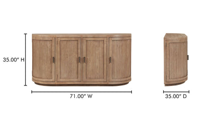 71" Natural Wood Sideboard