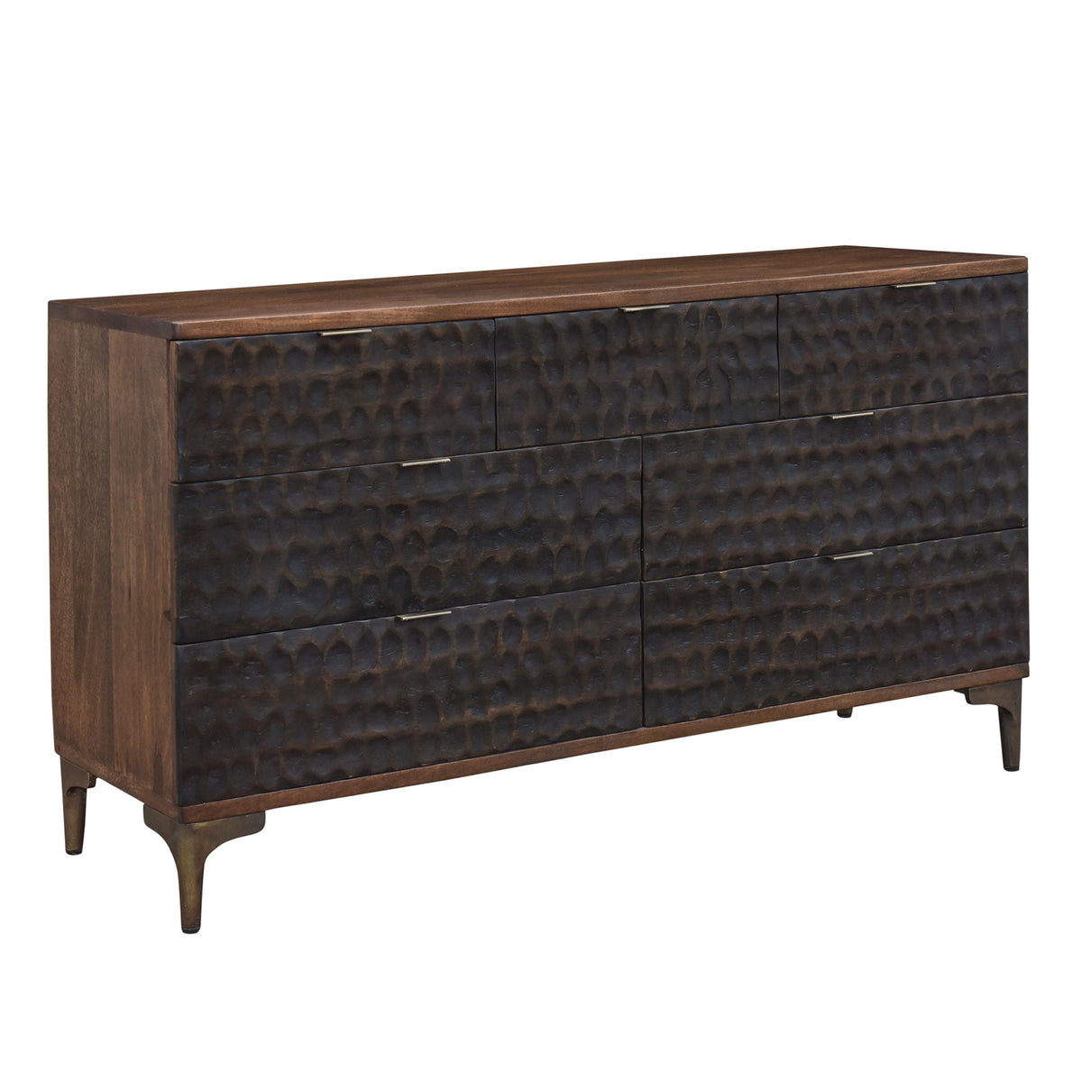 60" Two-Tone Carved Wood Dresser